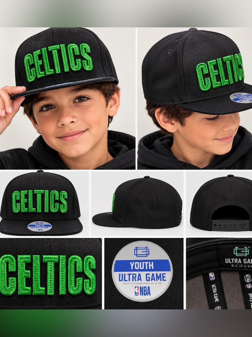 🏀‎ Boston Celtics Ultra Game Youth Snapback Hat - Official NBA Licensed Cap -